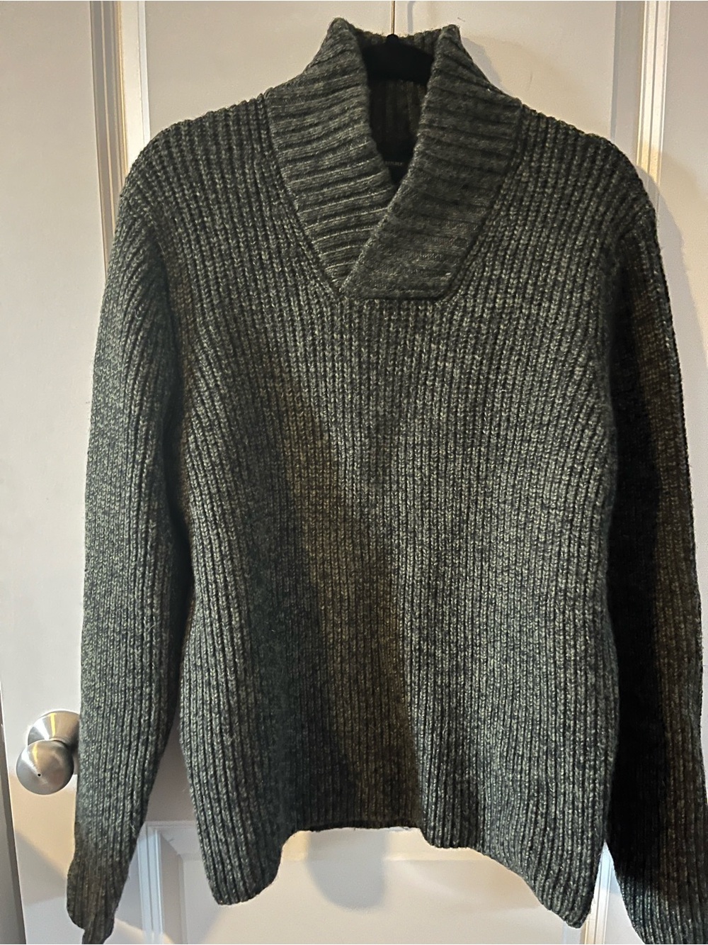 Banana Republic Men's Ribbed Shawl Neck Ribbed Sweater - Dark Green